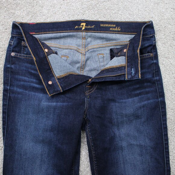 7 for all Mankind Jeans Women 31 Blue Dark Wash Roxanne Ankle w/ 26" inseam - Picture 9 of 14